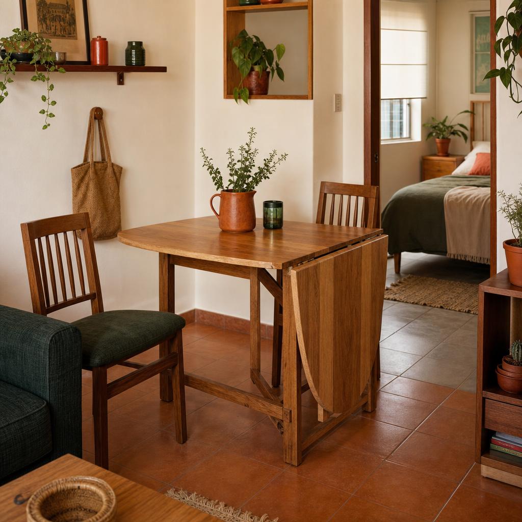 Mesa de libro (drop-leaf) en un espacio pequeño